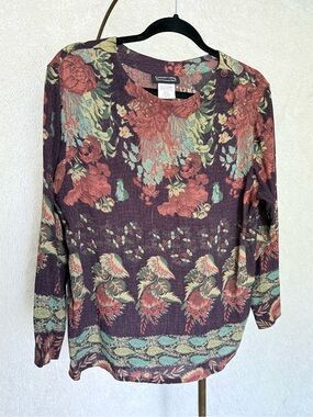 Carole Little Plum Floral Long Sleeve Top (6)